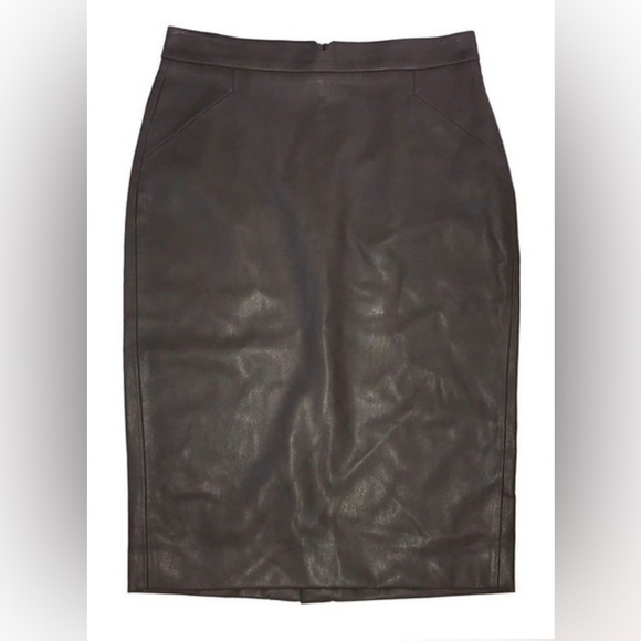 Premise Studio Faux Leather Dark (Chocolate) Brown Skirt Size 8 NWT - Picture 2 of 5